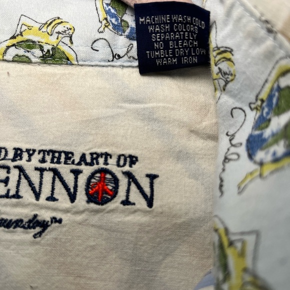 English Laundry John Lennon Button Down Shirt L 100% Cotton Blue Yellow Imagine - Picture 5 of 16